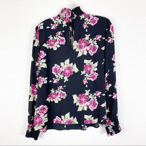 NWOT Socialite High Neck Floral Long Sleeve Top - Picture 8 of 8
